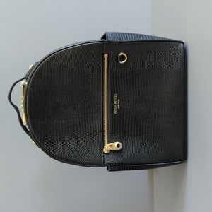 Henri Bendel Black Embossed Leather Backpack